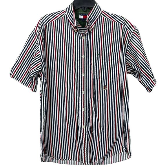 Tommy Hilfiger Other - Vintage Tommy Hilfiger Button Down Shirt Mens L Short Sleeve Crest Multi Stripe